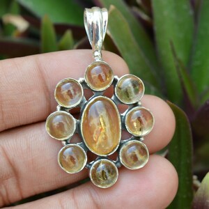 925 Sterling Silver Pendant, Genuine Citrine Pendant, Handmade Pendant, Citrine Jewelry, Gemstone Pendant, Silver Pendant, Womens Pendant