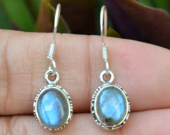 Labradorite Earrings, 925 Sterling Silver Earrings, Handmade Earrings, Labradorite Earrings, Blue Fire Earrings, Womens Earrings,Labradorite