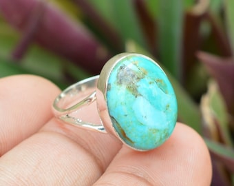 Promise Ring Gift For Her Statement Ring Free Shipping Tibetan Turquoise Gemstone Vintage Style Handmade 925 Sterling Silver Ring RR-37