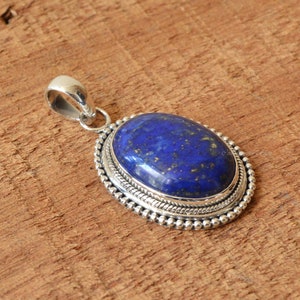 Lapis lazuli pendant, sterling silver pendant, gemstone pendant, lapis lazuli 15x20 mm oval pendant, handmade pendant, pendant for necklace