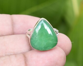 US Size 9.25 Chrysoprase Jewelry Metaphysical Stunning Chrysoprase Rings