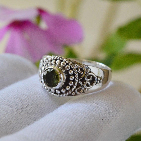 Marquise Peridot Gemstone Gold Plated 925 Sterling Silver Jewelry Ring