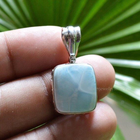 Natural Larimar Pendant 925 Sterling Silver Handmade Pendant Cushion Gemstone Pendant Gemstone Jewelry Pendant Larimar Jewelry Etsy