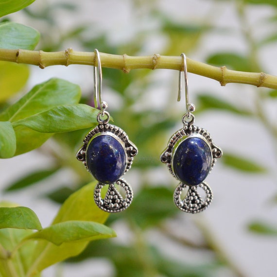 Silver lapis lazuli earrings discount
