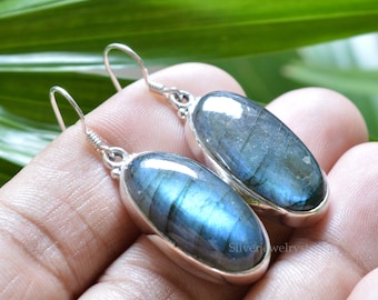 Natural Labradorite Earrings, 925 Sterling Silver Earrings, Handmade Earrings, Labradorite Earrings, Blue Fire Earrings, Jewelry Earrings