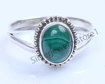 925 Silver Ring, Natural Malachite Ring, Malachite 7X9 MM Oval Ring, Boho Jewelry, Malachite Jewelry, Handmade Green Ring, Gift Ideas