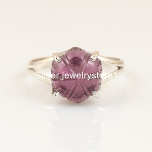 Handmade Sterling Silver Amethyst Flower Ring - February Birthstone