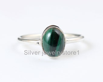 Malachite Jewelry, Green Malachite Ring, 925 Silver Ring, Oval Malachite Ring, Gemstone Ring, Women Rings, Silver Jewelry, Malachite Ring