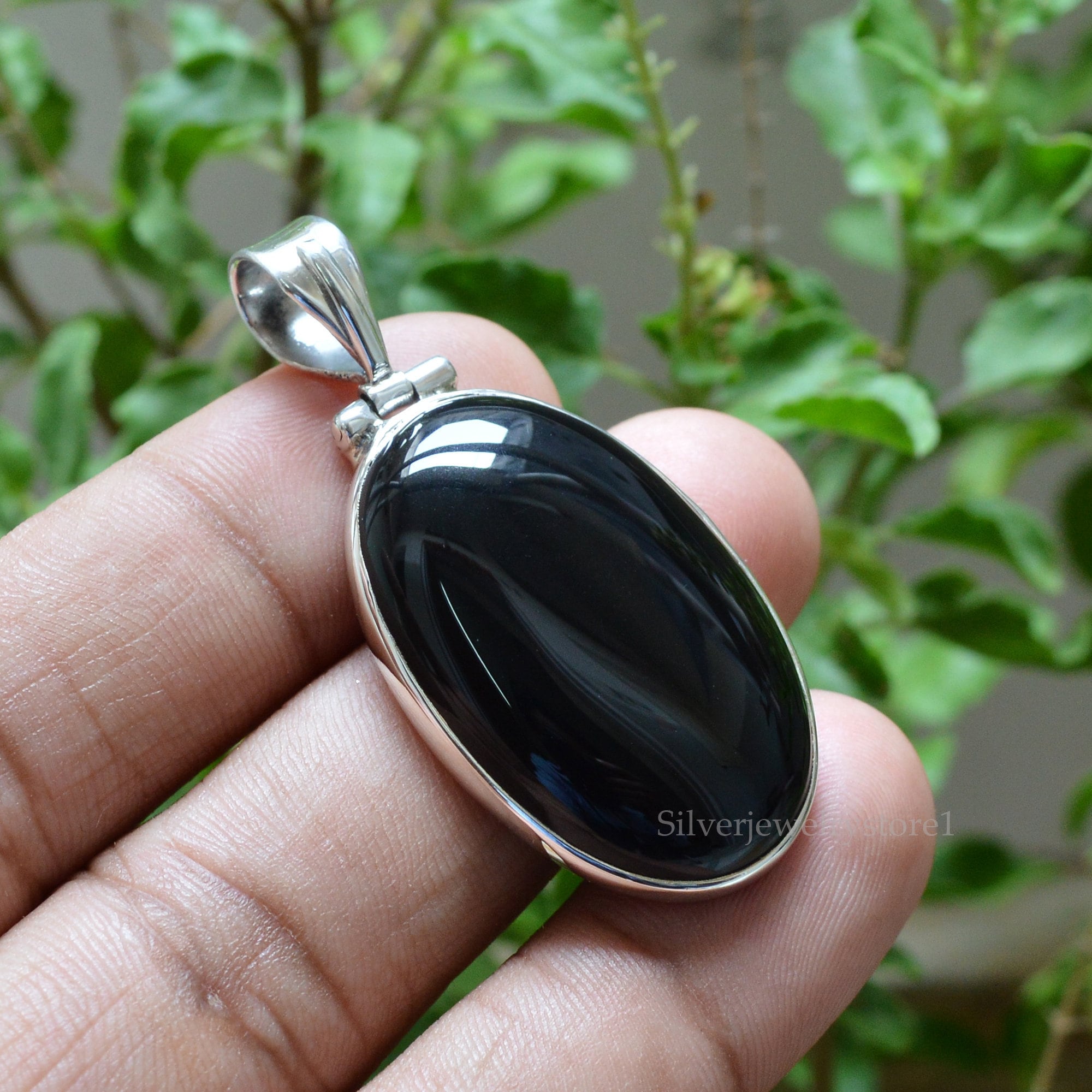 Black Onyx Pendant Necklace Black Onyx Pendant Necklace