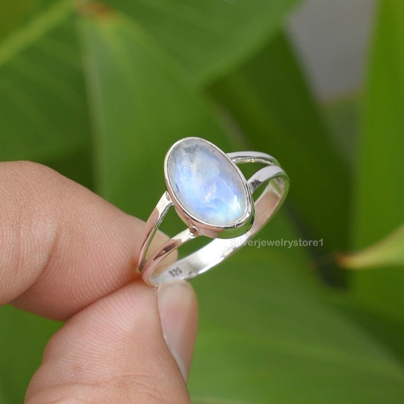 Blue Moonstone Silver Ring (KM by Juwelo)-3544IG | Juwelo