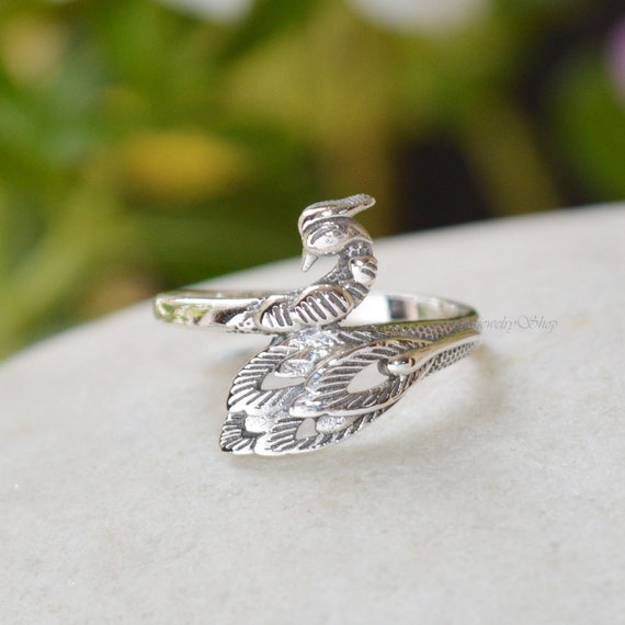 Stylish Peacock Design Silver Ring at Rs 95/gram | Silver Rings in Delhi |  ID: 23739245897