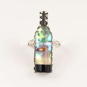 Abalone Shell 925 Sterling Silver Ring: Handmade Bottle Charm
