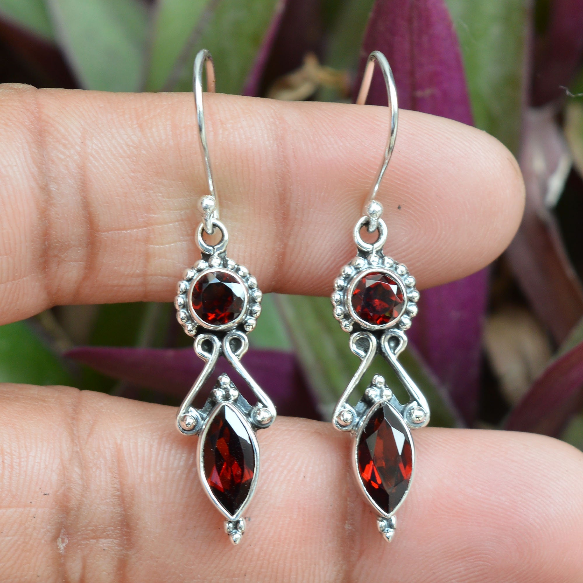 Sterling silver Garnet earrings Sterling silver Garnet earrings