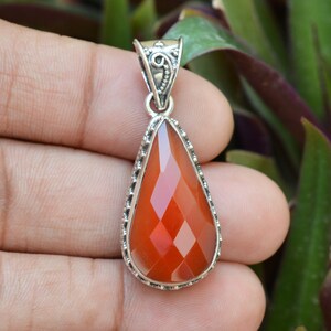 Handgefertigter Tropfen Onyx Anhänger: Boho Sterling Silber Schmuck