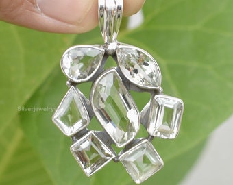 Green Amethyst Pendant - 925 Sterling Silver Pendant -Natural Gemstone Pendant -Handmade Pendant -Women Pendant - Good Luck Pendant Jewelry