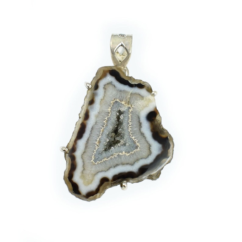 Rough Druzy 28x35 MM 925 Solid Sterling Silver Necklace Pendant Natural Organic Geode Druzy Pendant Gemstone Jewelry Gift Ideas