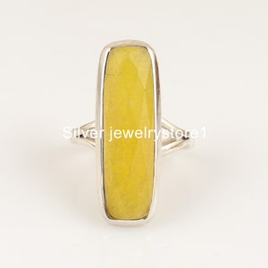 Yellow Jade Ring , Statement Ring, 925 Sterling Silver Ring , Bohemian Ring , Yellow Ring , Gift for her, Ring for Women, Engagement Ring