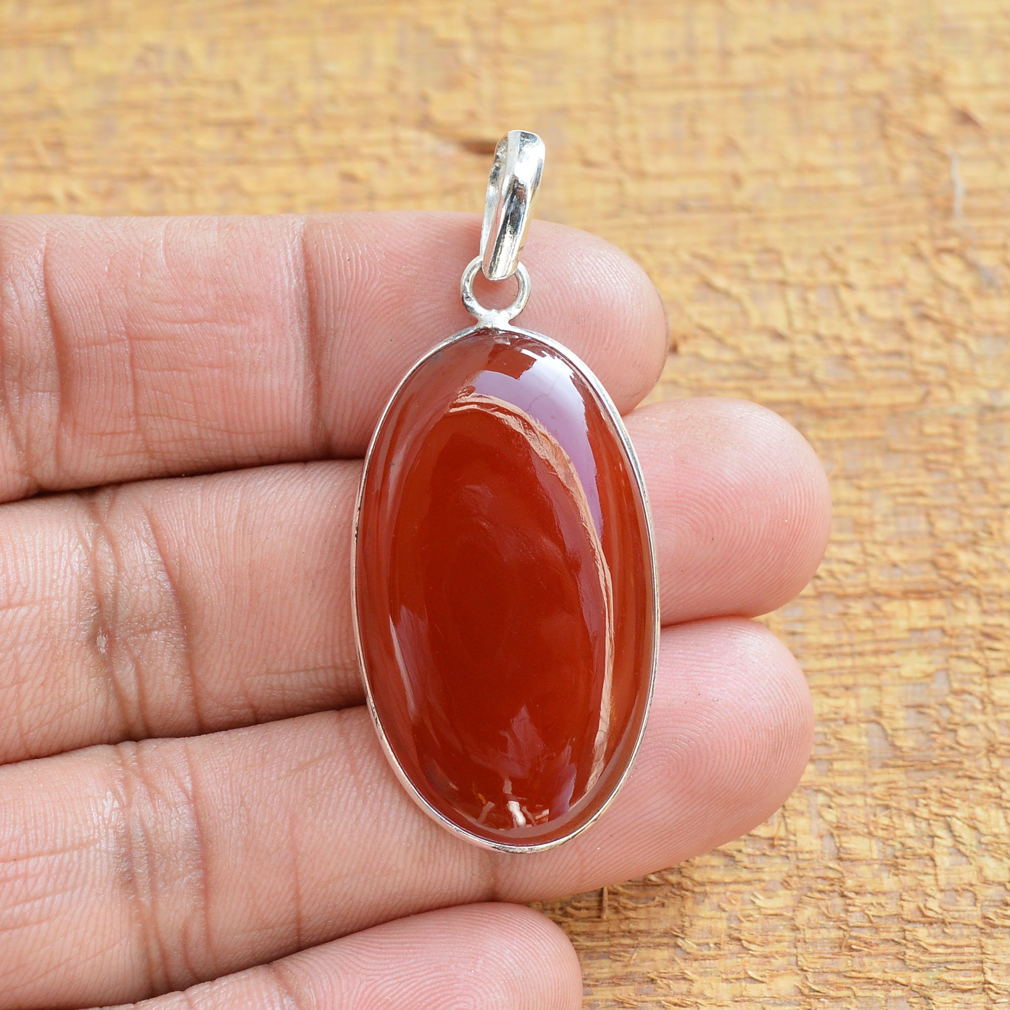 Natural Red Onyx Pendant 925 Sterling Silver Pendant Red Etsy UK