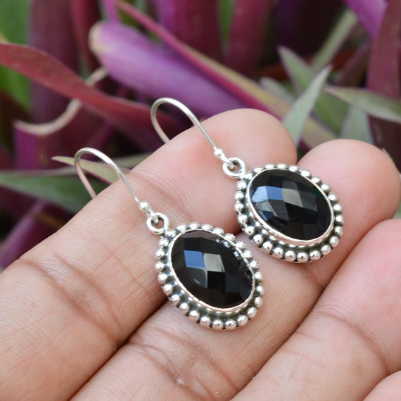 Silver and on sale onyx earrings