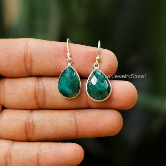 Synthetic emerald shop earrings