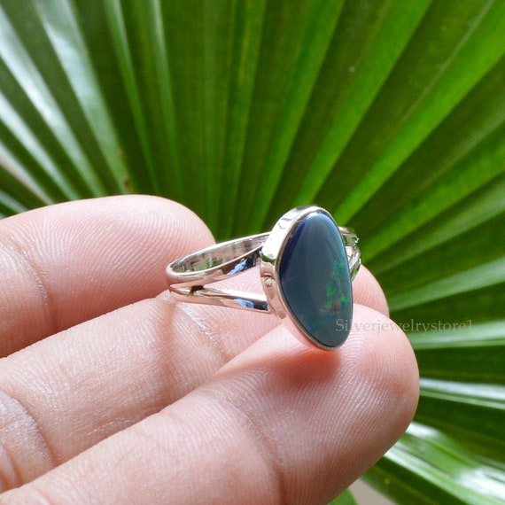 Bague opale australienne, bague en argent sterling 925, bague