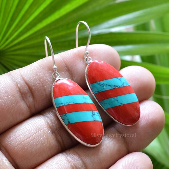 Red turquoise earrings best sale