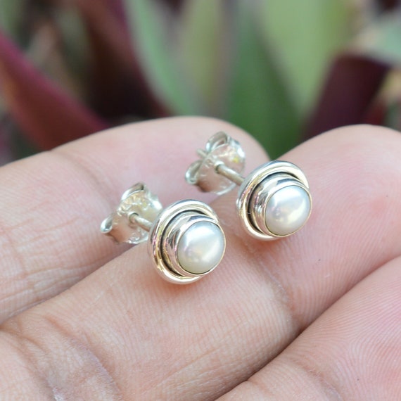 [wingbling] 925Silver☆Soli Swal Pearl Earrings Big Sterling Silver S925 Pearl Stud Earrings,genuine