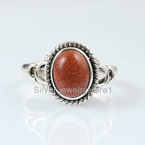 Handmade Oval Sunstone Ring: 925 Sterling Silver Gemstone