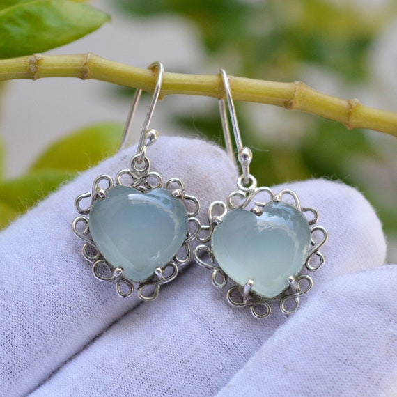 Filagree Earrings in Silver/Aqua Chalcedony Filagree Earrings in Silver/Aqua Chalcedony