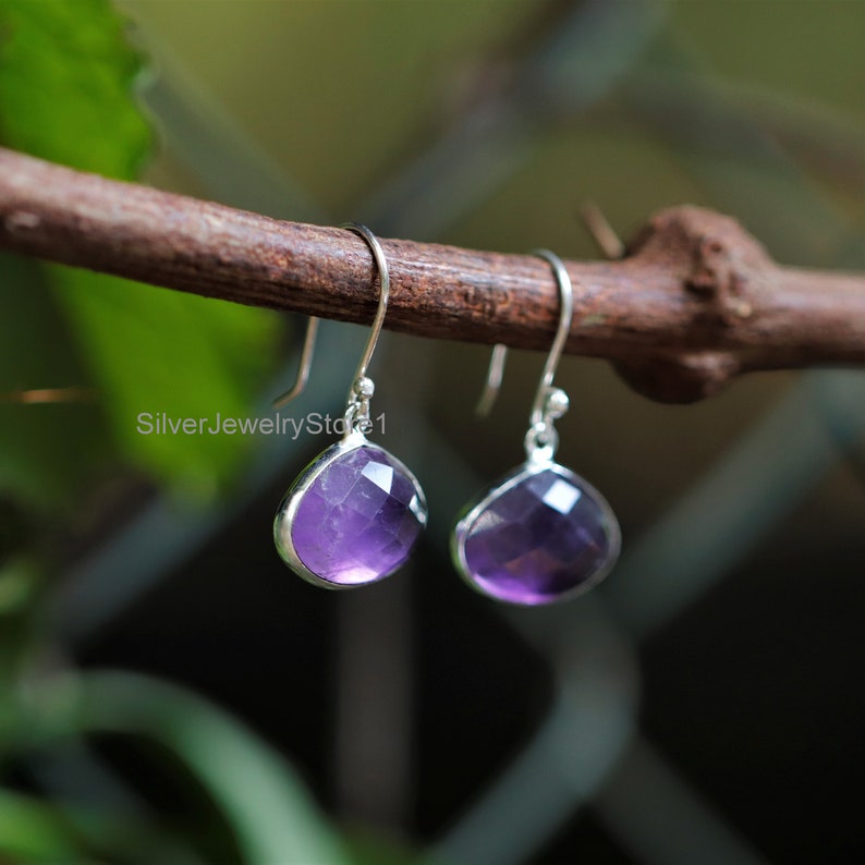 Women Earrings Amethyst 12x16mm Pear Gemstone Earrings Etsy Bohjo Earrings Handmade Earrings Bezel Earrings Natural Amethyst Earrings
