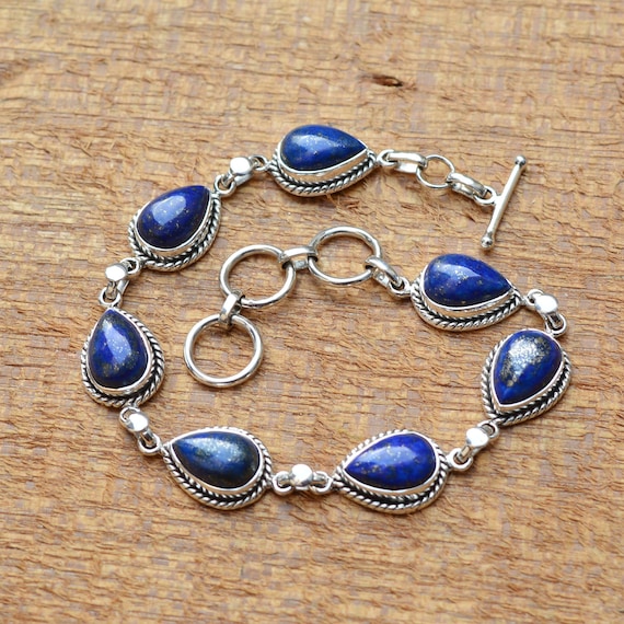 Sterling Silver Lapis Bracelet - Carus Jewellery