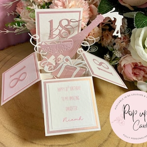 18th Birthday card daughter, pop up birthday card, personalised daughter card, 18th birthday card for her, pop up card, niece, best friend, main picture