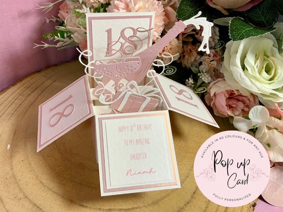 Personalised 18th Birthday pop up card for daughter, granddaughter, niece, friend, sister
