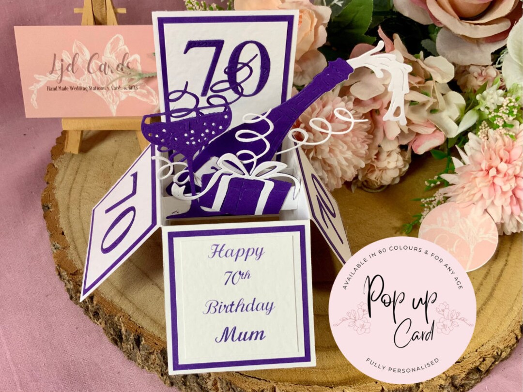 Personalised 70th Birthday Pop up Card for Mum - Etsy UK