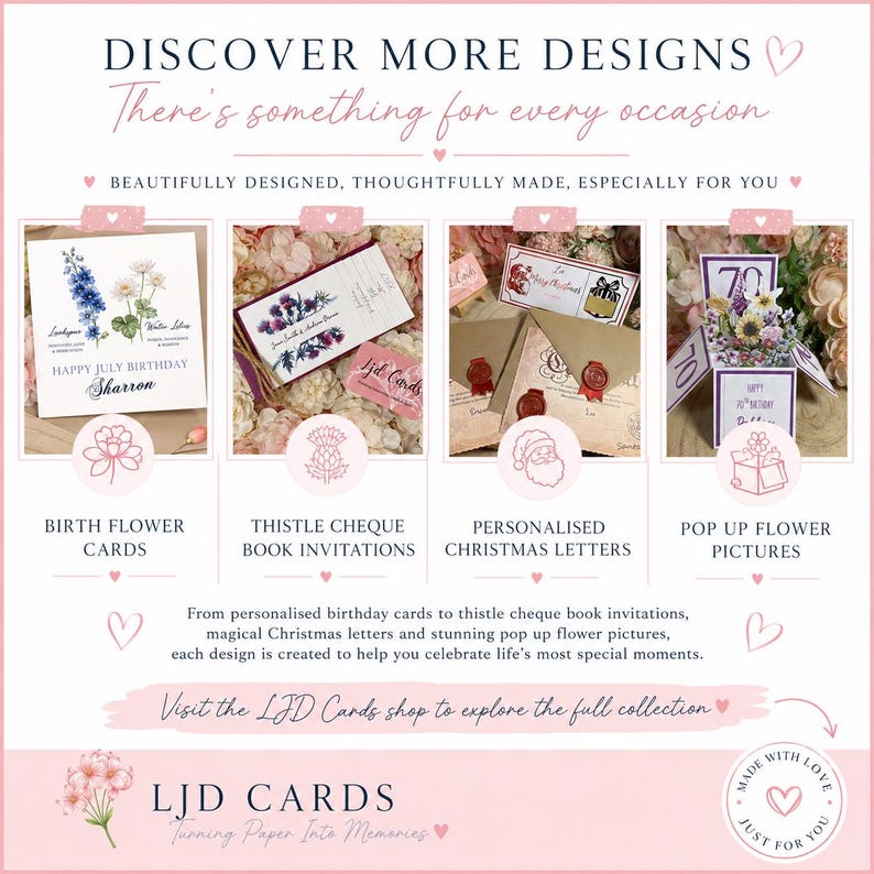 Handmade 80th Birthday Pop-Up Flower Card: Personalised Mum, Grandma, Auntie image 17
