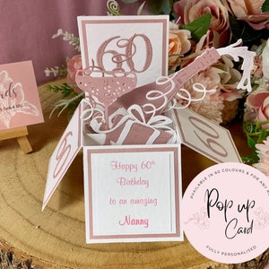 Handmade 60th Birthday Pop Up Card: Personalised Champagne Design