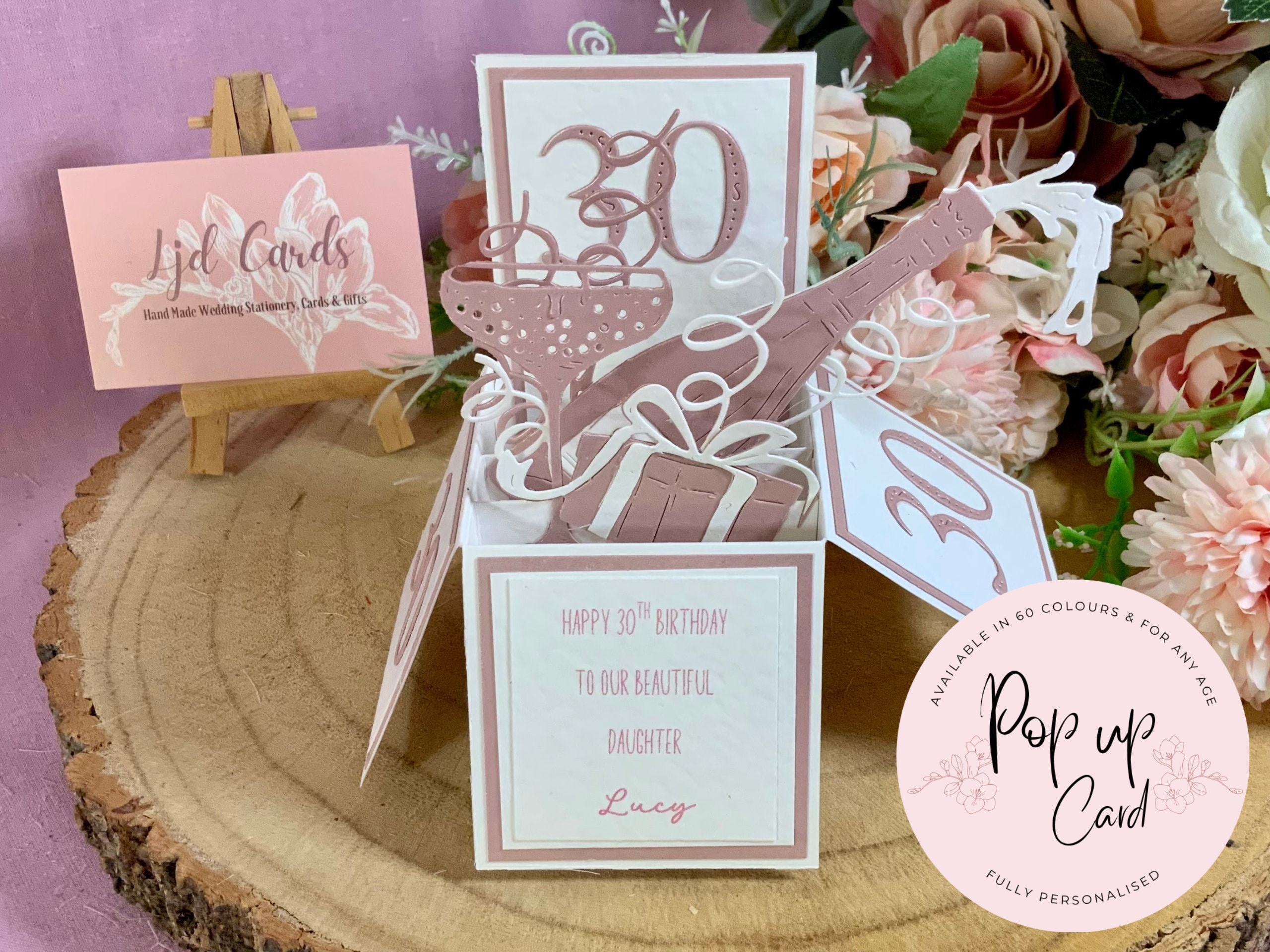 30th Birthday Pop-Up Card For Her – 3D Pink Card For Daughter, Sister, Or Friend 3 thumbnail image
