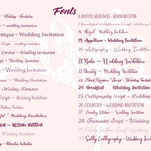 ljd cards list of 30 available fonts for personalised wording