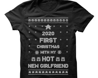 2020 first christmas with my hot new girlfriend shirt, christmas girlfriend sweatshirt, boyfriend christmas sweatshirt, shirt for boyfriend