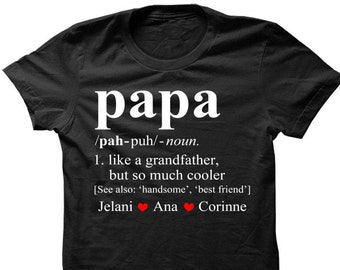 Personalized papa shirt, papa custom name shirt, papa definition custom shirt, papa kid name shirt, papa custom gift, papa shirt, papa gift