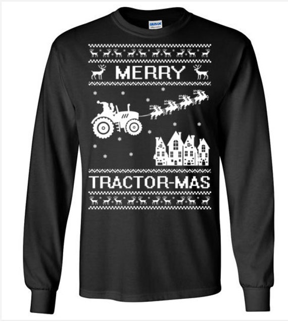 Merry Tractor Mas Longsleeve Shirt Tractor Christmas Etsy