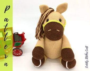 Modello di cavallo all'uncinetto, modello di cavallo Amigurumi, modello di cavallo imbottito