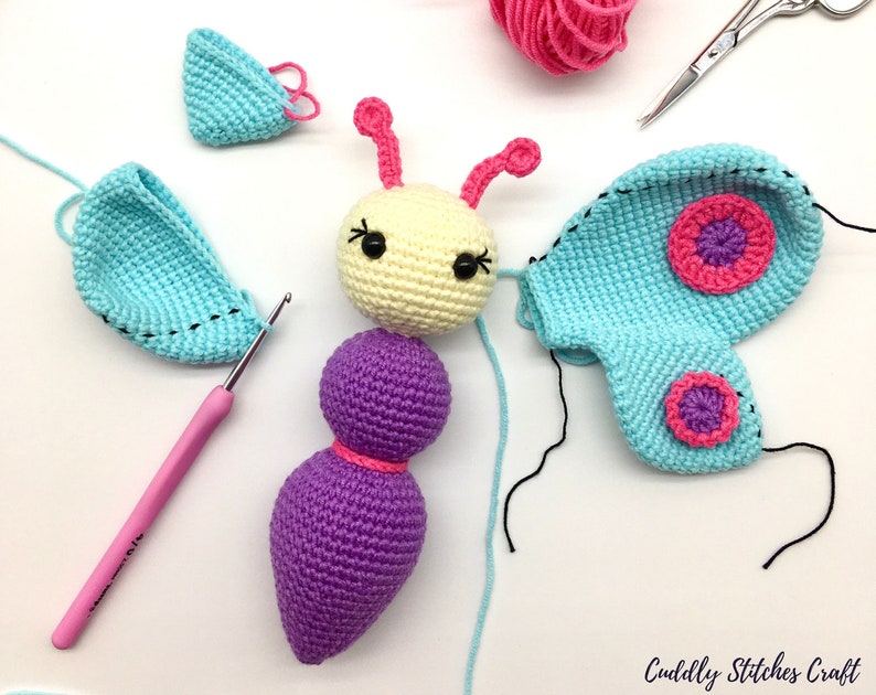 Crochet butterfly pattern, Amigurumi butterfly, plush butterfly pattern image 3