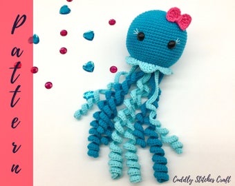 Crochet jellyfish pattern, Amigurumi jellyfish, plush jellyfish