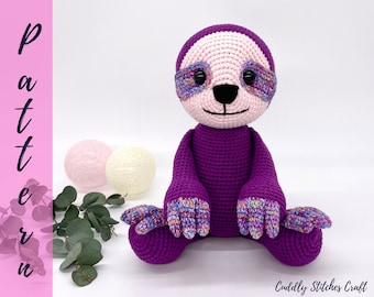 Crochet sloth pattern, Amigurumi sloth pattern, sloth plushie