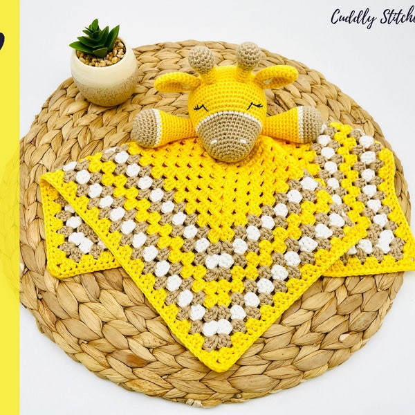 Crochet giraffe lovey pattern, Amigurumi giraffe lovey blanket, crochet security blanket pattern