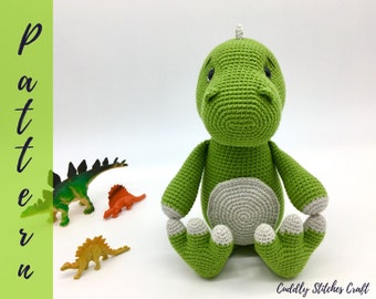 Dinosaur crochet pattern, crochet T-rex, Amigurumi dinosaur