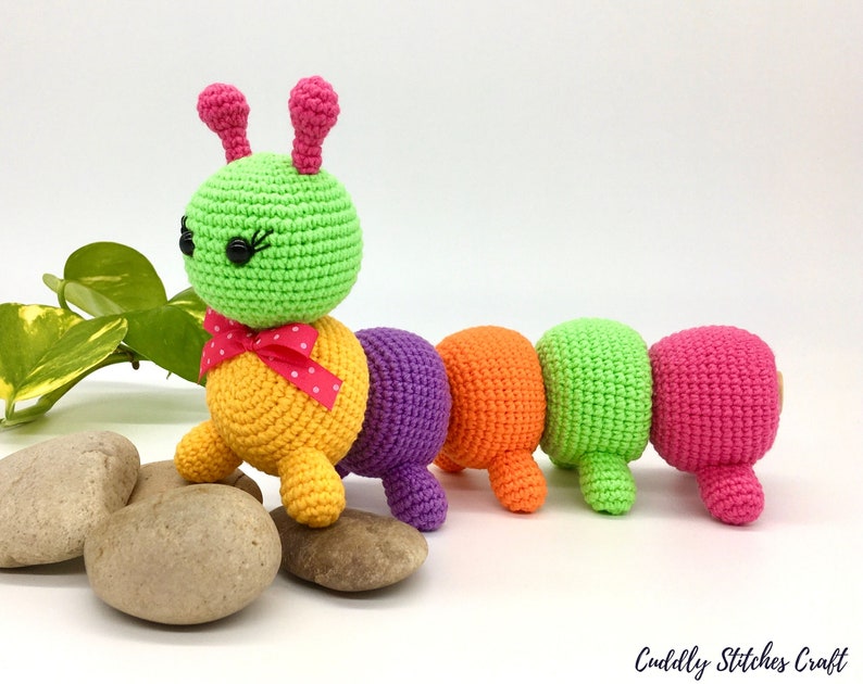 Crochet caterpillar pattern, Amigurumi caterpillar pattern, stuffed caterpillar plushie image 2