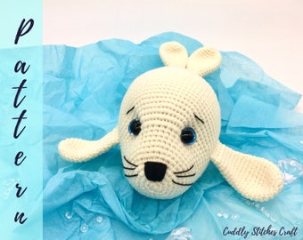 Crochet seal pattern, Amigurumi seal, Stuffed seal plushie pattern