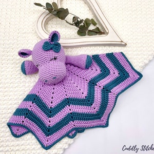 Crochet hippo lovey pattern, crochet lovey blanket, crochet security blanket image 7